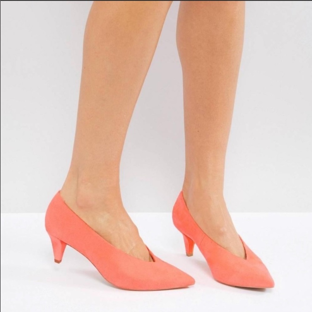*ASOS* Coral Velvet Kitten Heel Shoes NWOT